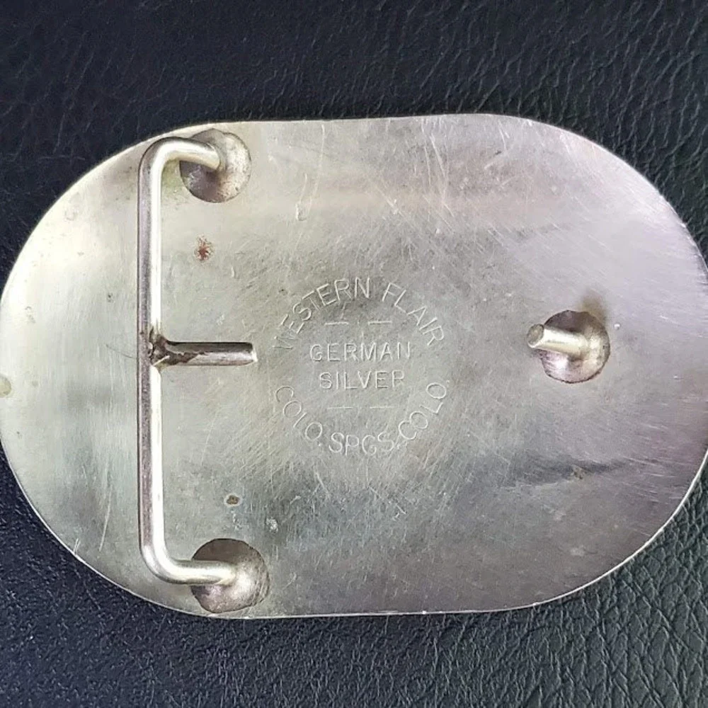 Western Flair German Silver Semi Truck Belt Buckle Colorado Springs Vintage